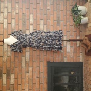 Blue paisley faux wrap dress